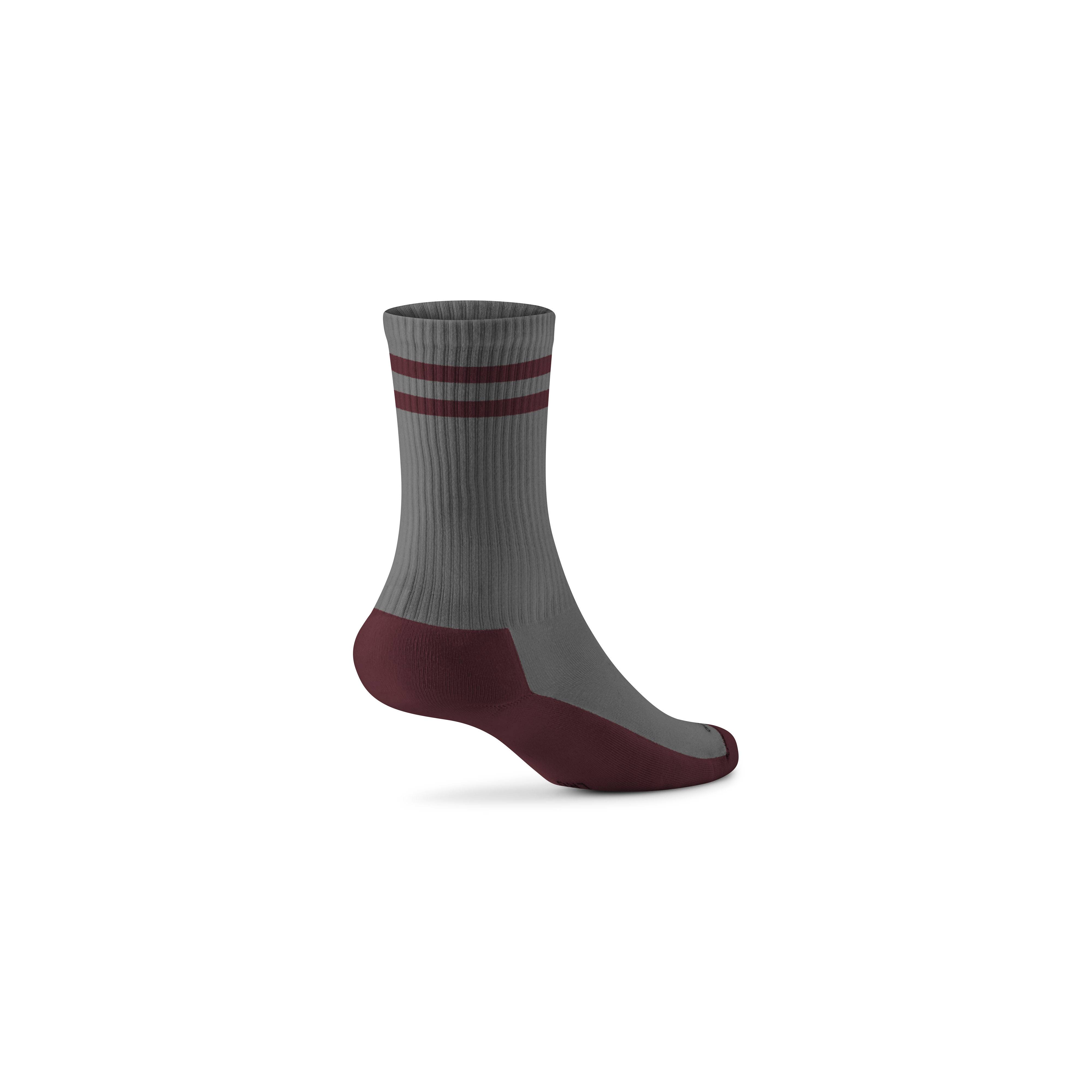 Anytime Crew Sock - Medium Grey/Hazy Burgundy Stripe