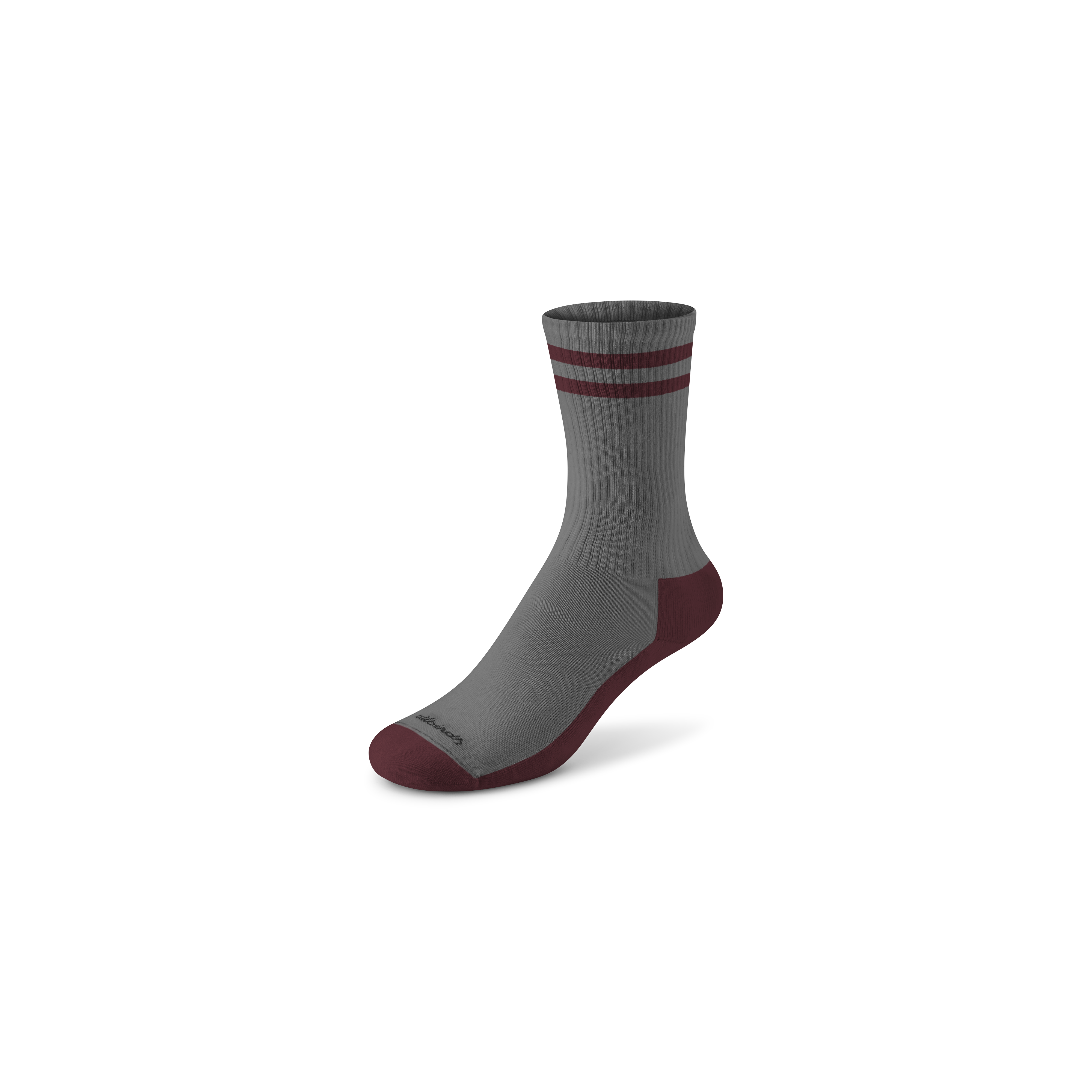 Anytime Crew Sock - Medium Grey/Hazy Burgundy Stripe