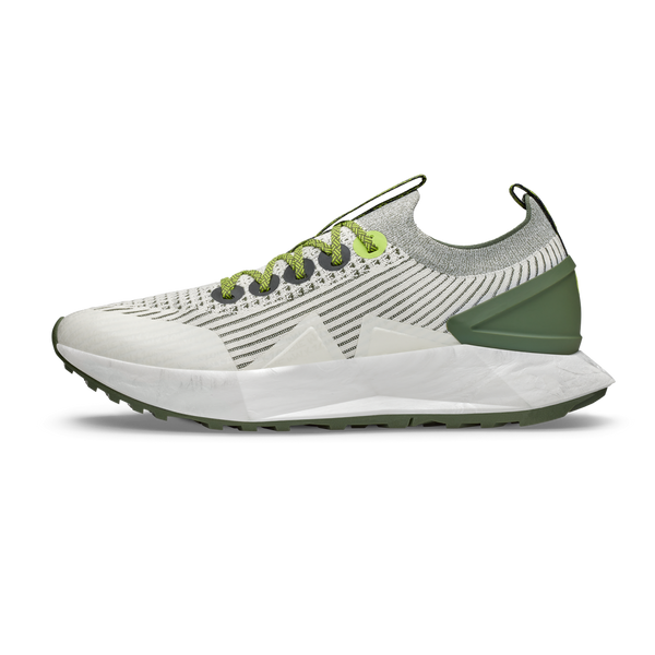 White shoes top with green sole