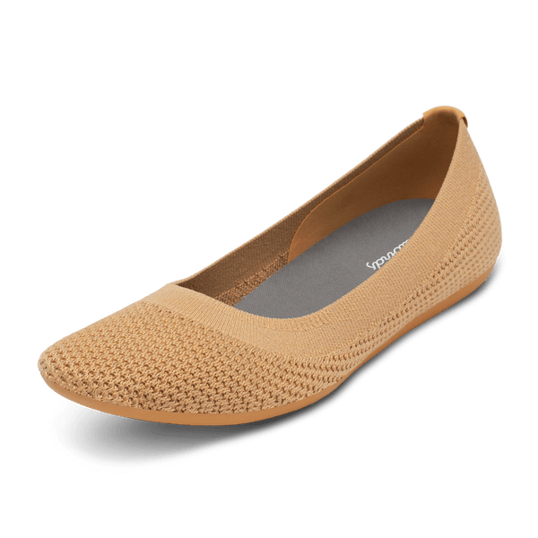Ladies tan flat shoes deals