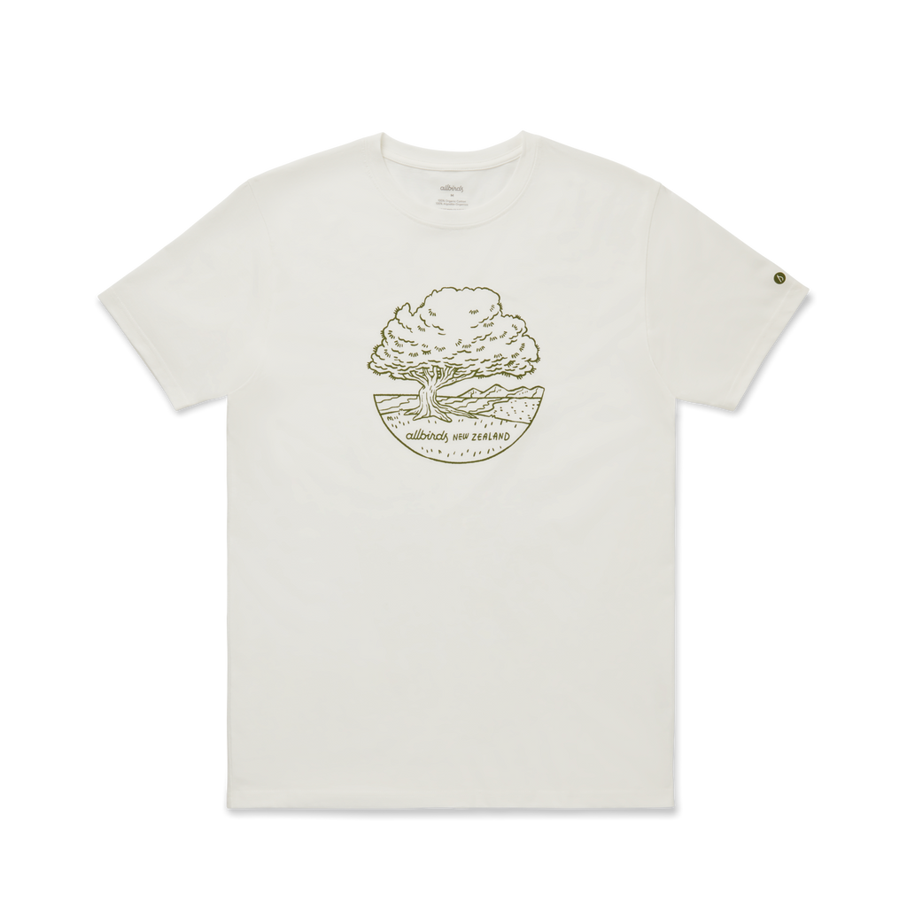 Unisex Organic Cotton Graphic Tee - Natural White/Rugged Green - NZ