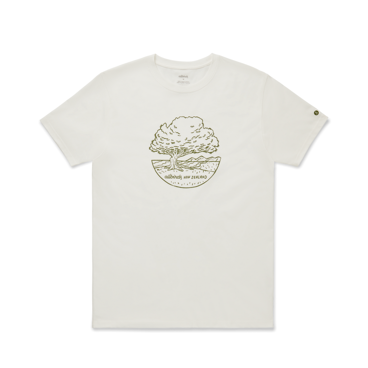 Unisex Organic Cotton Graphic Tee - Natural White/Rugged Green - NZ