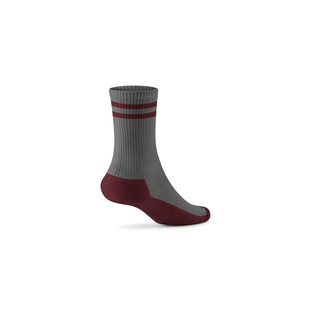 Anytime Crew Sock - Medium Grey/Hazy Burgundy Stripe