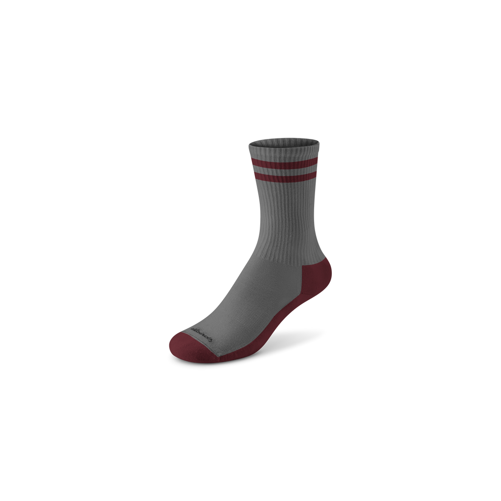 Anytime Crew Sock - Medium Grey/Hazy Burgundy Stripe