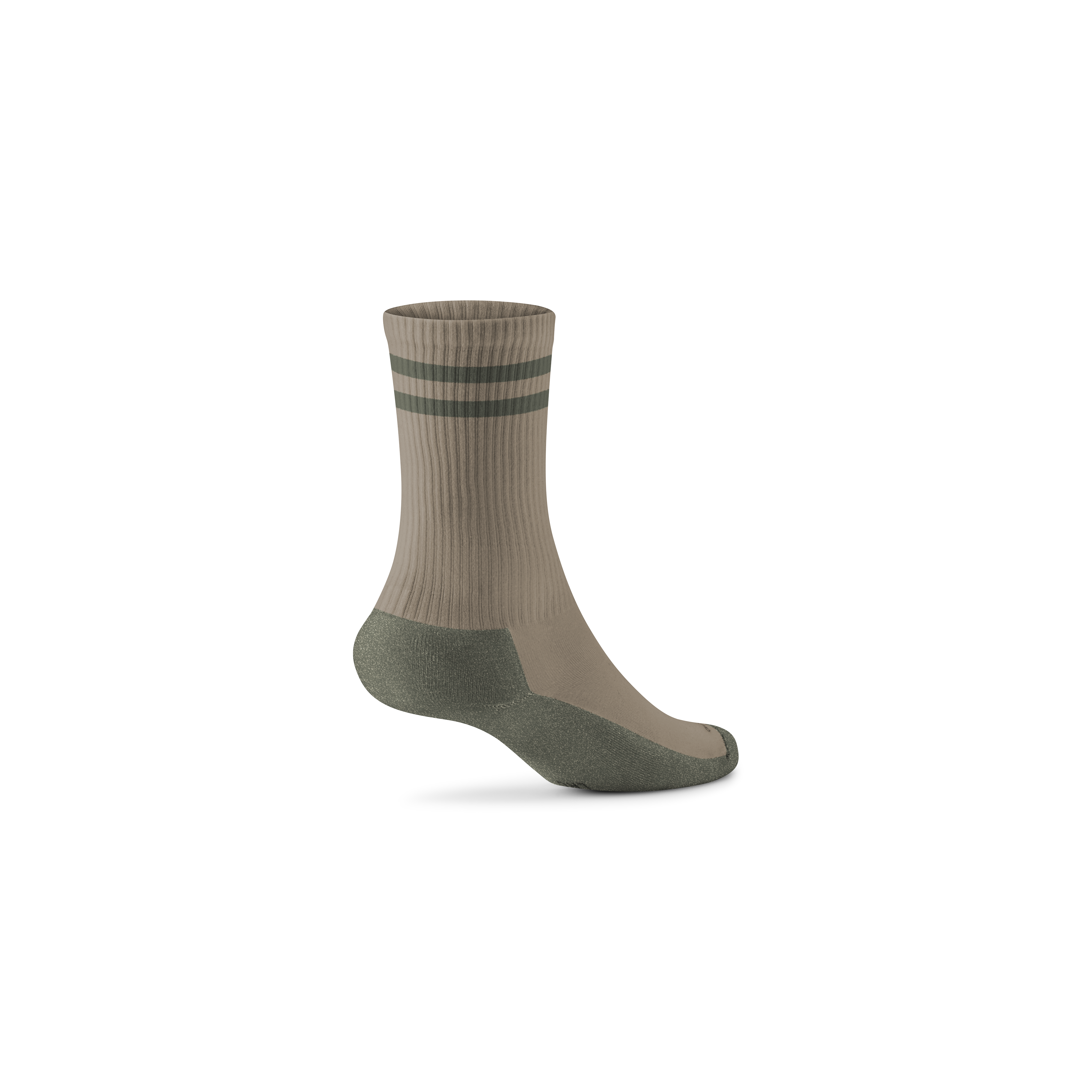 Anytime Crew Sock - Rugged Beige/Thunder Green Stripe