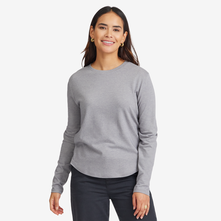 Women's Soft Merino Long Sleeve Tee - Medium Grey - Size XS